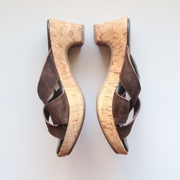 Cordani Brown Suede Slip On Cork Platform Mules / Clogs Heels / Sandals / Shoes - Picture 15 of 16